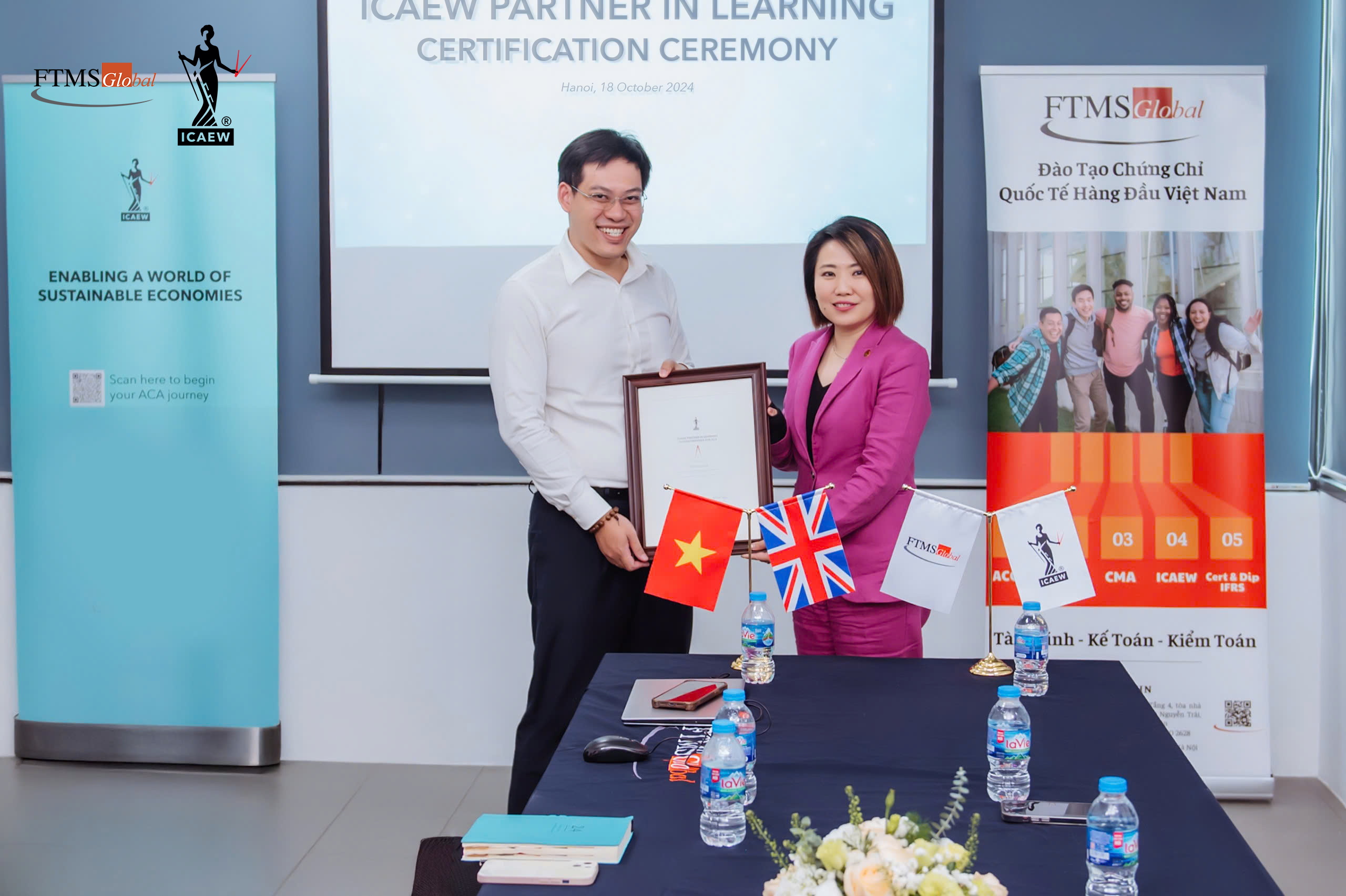 FTMS Global chính thức nhận Partner In Learning Certificate của Viện ICAEW