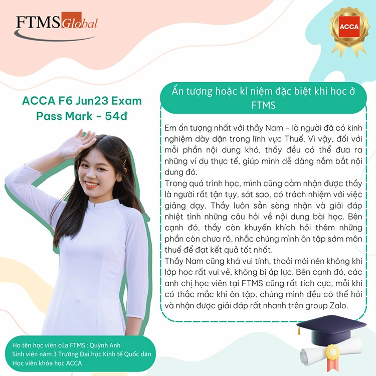 Quỳnh Anh nói gì về khóa học ACCA tại FTMS Việt Nam